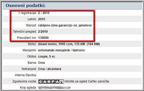 Podatki o vozilu