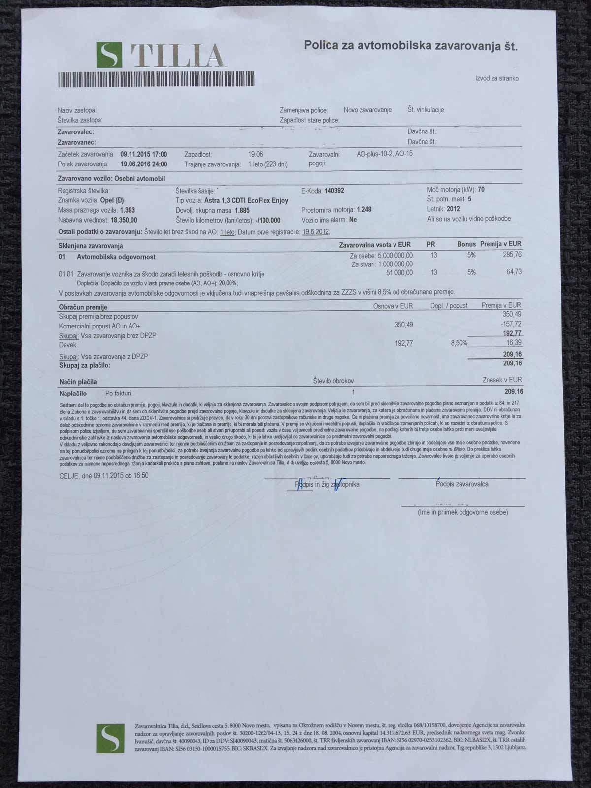 Zavarovanje je del registracije
