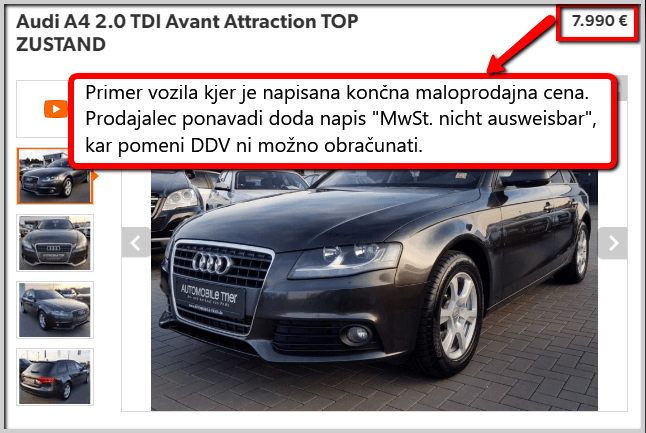 Primer plačila končne maloprodajne cene